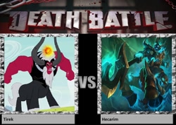 Size: 900x642 | Tagged: safe, imported from derpibooru, lord tirek, death battle, exploitable meme, hecarim, league of legends, meme
