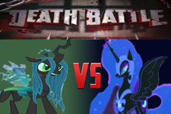 Size: 450x300 | Tagged: safe, imported from derpibooru, nightmare moon, queen chrysalis, death battle, exploitable meme, meme