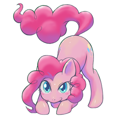 Size: 1000x1000 | Tagged: safe, artist:dakusei, imported from derpibooru, pinkie pie, pony, blushing, cute, diapinkes, face down ass up, female, pixiv, simple background, solo, white background