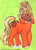 Size: 506x695 | Tagged: safe, artist:benwhoski, imported from derpibooru, applejack (g1), centaur, anthro centaur, apple, belly button, centaurjack, cute, g1, g1 centaurjack, g1 jackabetes, jackabetes, strategically covered, tail bow