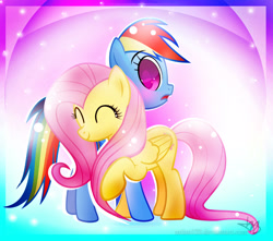 Size: 1251x1105 | Tagged: safe, artist:miian123, imported from derpibooru, fluttershy, rainbow dash, blushing, female, flutterdash, hug, lesbian, shipping