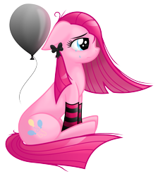 Size: 4859x5411 | Tagged: safe, artist:kruszyna25, artist:kruszynka25, imported from derpibooru, pinkie pie, absurd resolution, balloon, clothes, crying, female, pinkamena diane pie, sad, socks, solo, striped socks