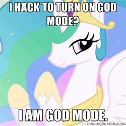 Size: 500x500 | Tagged: safe, imported from derpibooru, princess celestia, caption, captioned, female, image macro, meme, solo, trollestia