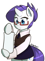 Size: 1280x1707 | Tagged: safe, artist:acharmingpony, imported from derpibooru, rarity, clothes, cute, female, glasses, skirt, solo