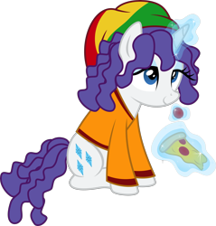 Size: 4622x4835 | Tagged: safe, imported from derpibooru, rarity, bridle gossip, absurd resolution, clothes, dreadlocks, female, hairity, hat, magic, mare, pizza, rasta, simple background, solo, transparent background, vector