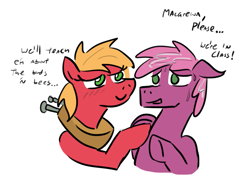 Size: 755x556 | Tagged: safe, artist:jargon scott, imported from derpibooru, big macintosh, cheerilee, cheerimac, cherryloo, female, jubilance, macareina, male, rule 63, shipping, straight