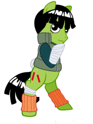 Size: 506x674 | Tagged: safe, imported from derpibooru, earth pony, pony, bipedal, looking at you, naruto, ponified, rock lee, simple background, solo, wavy mouth, white background