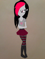 Size: 2448x3264 | Tagged: safe, artist:slowanonsgf, imported from derpibooru, oc, oc only, oc:miss eri, equestria girls, /mlp/, clothes, emo, socks, solo, striped socks