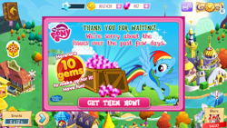 Size: 960x540 | Tagged: safe, imported from derpibooru, princess celestia, rainbow dash, error, gameloft