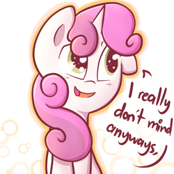 Size: 1000x1000 | Tagged: safe, artist:spikedmauler, imported from derpibooru, sweetie belle, pony, unicorn, female, go ask sweetie belle, reaction image, solo