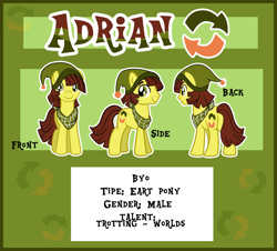 Size: 1024x924 | Tagged: safe, artist:xwhitedreamsx, imported from derpibooru, oc, oc only, oc:adrian, earth pony, pony, male, reference sheet, stallion