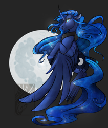 Size: 1280x1515 | Tagged: safe, artist:casynuf, imported from derpibooru, princess luna, female, flying, moon, solo