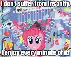 Size: 490x392 | Tagged: safe, artist:alevgor, imported from derpibooru, gummy, pinkie pie, parasprite, candy, cupcake, female, image macro, m. c. escher, meme, multeity, self ponidox, solo, stairs