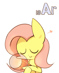 Size: 800x1000 | Tagged: safe, artist:joycall6, imported from derpibooru, part of a set, fluttershy, series:joycall6's periodic table, argon, blushing, cute, eyes closed, female, heart, lightbulb, periodic table, smiling, solo