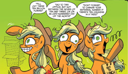 Size: 1284x738 | Tagged: safe, artist:brendahickey, idw, imported from derpibooru, applejack, spoiler:comic, spoiler:comicff15, derp, grin, insanity, smiling, snapplejack