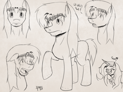 Size: 1600x1200 | Tagged: safe, artist:thethunderpony, imported from derpibooru, oc, oc only, oc:gavel sternbroad, oc:rune fortunia, alicorn, pony, alicorn oc, crying, expressions, monochrome, shocked, sketch, smiling