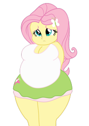 Size: 744x1052 | Tagged: safe, artist:shitigal-artust, imported from derpibooru, fluttershy, equestria girls, bbw, belly, breasts, busty fluttershy, cleavage, fat, fattershy, female, obese, simple background, solo, transparent background, vector, wide hips