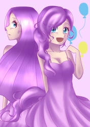 Size: 1446x2039 | Tagged: safe, artist:getsumu, imported from derpibooru, pinkamena diane pie, pinkie pie, human, cleavage, clothes, dress, duality, female, humanized, pixiv, solo, textless