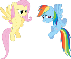 Size: 5027x4188 | Tagged: safe, artist:ispincharles, imported from derpibooru, fluttershy, rainbow dash, pegasus, pony, absurd resolution, duo, duo female, female, flying, mare, simple background, swapped cutie marks, transparent background, vector