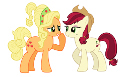 Size: 9692x5948 | Tagged: safe, artist:ispincharles, imported from derpibooru, applejack, cherry jubilee, absurd resolution, accessory swap, alternate hairstyle, mane swap, simple background, transparent background, vector