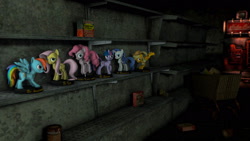 Size: 1920x1080 | Tagged: safe, artist:yutogashi, imported from derpibooru, applejack, fluttershy, pinkie pie, rainbow dash, rarity, twilight sparkle, fallout equestria, 3d, mane six, ministry mares, ministry mares statuette, source filmmaker