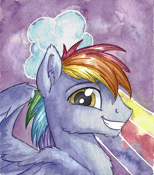Size: 1024x1157 | Tagged: safe, artist:the-wizard-of-art, imported from derpibooru, rainbow blaze, pegasus, pony, male, solo, traditional art, watercolor painting