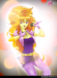 Size: 900x1220 | Tagged: safe, artist:clouddg, imported from derpibooru, adagio dazzle, equestria girls, rainbow rocks, breasts, busty adagio dazzle, cleavage, female, looking at you, microphone, singing, solo