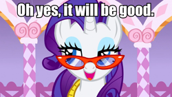 Size: 960x540 | Tagged: safe, imported from derpibooru, rarity, bedroom eyes, female, image macro, meme, solo