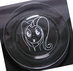 Size: 2233x2160 | Tagged: safe, imported from derpibooru, fluttershy, craft, engraving, glass