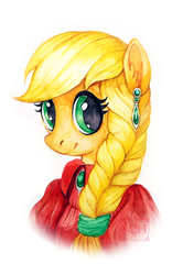 Size: 464x700 | Tagged: safe, artist:scheadar, imported from derpibooru, applejack, clothes, dress, female, portrait, solo