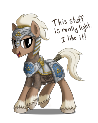 Size: 1500x1880 | Tagged: safe, artist:anearbyanimal, imported from derpibooru, earth pony, pony, armor, crossover, epona, female, mare, ponified, simple background, the legend of zelda, transparent background, triforce, unshorn fetlocks