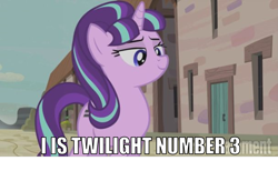 Size: 1975x1216 | Tagged: safe, edit, edited screencap, imported from derpibooru, screencap, starlight glimmer, the cutie map, bedroom eyes, female, image macro, meme, solo