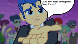 Size: 640x360 | Tagged: safe, imported from derpibooru, screencap, flash sentry, equestria girls, hand, old joke, text, writers