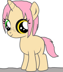 Size: 841x949 | Tagged: safe, imported from derpibooru, pony, unicorn, black sclera, female, freckles, heterochromia, pink mane, pink tail, scp, scp foundation, scp-040, solo