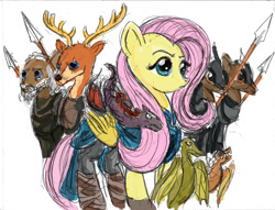 Size: 1024x784 | Tagged: safe, artist:thelivingshadow, imported from derpibooru, fluttershy, crossover, daenerys targaryen, game of thrones, harsher in hindsight