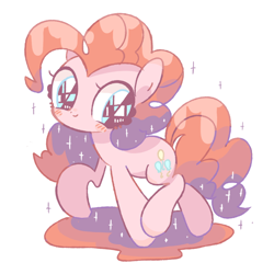 Size: 800x800 | Tagged: safe, artist:wasu, imported from derpibooru, pinkie pie, pony, blushing, cute, diapinkes, female, pixiv, simple background, solo, white background