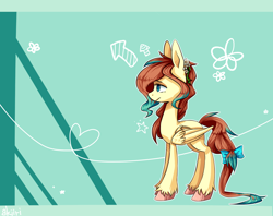 Size: 1600x1265 | Tagged: safe, artist:akiiri, imported from derpibooru, oc, oc only, pegasus, pony, pegasus oc, solo, tail bow, wings