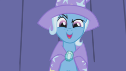 Size: 1366x768 | Tagged: safe, imported from derpibooru, screencap, trixie, pony, unicorn, boast busters, crazy eyes, crazy trixie, female, mare, solo