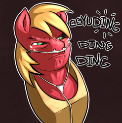 Size: 1071x1086 | Tagged: safe, artist:ohmymarton, imported from derpibooru, big macintosh, earth pony, pony, breaking bad, hector salamanca, male, nasal cannula, solo, spoiler, stallion