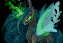 Size: 956x653 | Tagged: dead source, safe, artist:iloveponi, imported from derpibooru, queen chrysalis, changeling, changeling queen, female, magic, solo