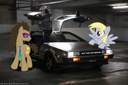 Size: 1095x730 | Tagged: safe, imported from derpibooru, derpy hooves, doctor whooves, time turner, pegasus, pony, delorean, dmc, female, mare, solo