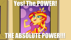 Size: 1050x590 | Tagged: safe, imported from derpibooru, screencap, sunset shimmer, equestria girls, absolute power, female, meme, power, solo