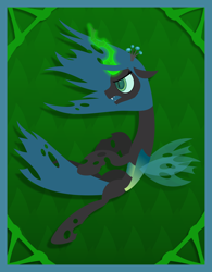 Size: 4274x5487 | Tagged: safe, artist:zacatron94, imported from derpibooru, queen chrysalis, changeling, changeling queen, absurd resolution, crown, female, glowing, glowing horn, horn, jewelry, regalia, solo