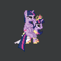 Size: 197x197 | Tagged: safe, imported from derpibooru, twilight sparkle, alicorn, pony, desktop ponies, duality, female, mare, ponies riding ponies, riding, self ponidox, self riding, twilight sparkle (alicorn), twilight stackle