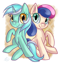 Size: 1024x1092 | Tagged: safe, artist:tamoqu, imported from derpibooru, bon bon, lyra heartstrings, lyrabondaily