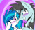 Size: 600x512 | Tagged: safe, artist:zaphyray, imported from derpibooru, dj pon-3, neon lights, rising star, vinyl scratch, pony, unicorn, female, male, shipping, straight, vinylights