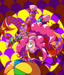 Size: 2000x2338 | Tagged: safe, artist:otakuap, imported from derpibooru, pinkie pie, backbend, female, jester, jester pie, solo