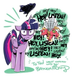Size: 899x943 | Tagged: safe, artist:brendahickey, idw, imported from derpibooru, big macintosh, twilight sparkle, alicorn, pony, spoiler:comic, spoiler:comicff17, crossover, female, hey listen, link, mare, navi, talkative macintosh, ted anderson, the legend of zelda, twilight sparkle (alicorn)