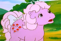 Size: 200x135 | Tagged: safe, imported from derpibooru, screencap, lickety split, lickety-split, earth pony, pony, my little pony 'n friends, bow, cute, female, g1, g1 licketybetes, mare, ponyland, solo, tail, tail bow, talking