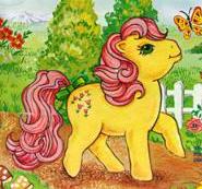 Size: 185x173 | Tagged: safe, imported from derpibooru, posey, butterfly, cute, female, g1, official, poseybetes, solo